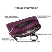 Cowhide Leather Zipper Solid Color Horizontal Card Holder Wallet RFID Blocking Coin Purse Card Bag Protect Case, Size: 11.4*7.4cm(Coffee)