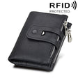 Genuine Cowhide Leather Crazy Horse Texture Zipper 3-folding Card Holder Wallet RFID Blocking Coin Purse Card Bag Protect Case for Men, Size: 12*9.5*3.5cm(Black) - Antimagnetic RFID Package by PMC TechLife | Online Shopping South Africa | PMC TechLife | Buy Now Pay Later Mobicred