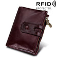 Genuine Cowhide Leather Crazy Horse Texture Zipper 3-folding Card Holder Wallet RFID Blocking Coin Purse Card Bag Protect Case for Men, Size: 12*9.5*3.5cm - Antimagnetic RFID Package by PMC TechLife | Online Shopping South Africa | PMC TechLife | Buy Now Pay Later Mobicred