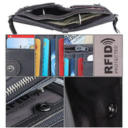 Genuine Cowhide Leather Crazy Horse Texture Dual Zipper Short Style Card Holder Wallet RFID Blocking Card Bag Protect Case for Men, Size: 12.1*9.4*2.7cm(Grey)