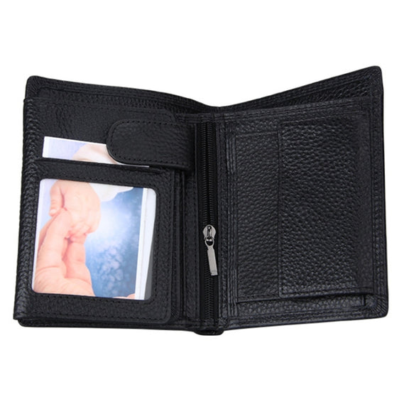 Genuine Cowhide Leather 3-folding Card Holder Wallet RFID Blocking Card Bag Protect Case for Men, Size: 13*10.2*2.5cm