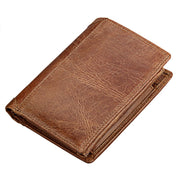 Genuine Cowhide Leather 3-folding Card Holder Wallet RFID Blocking Card Bag Protect Case for Men, Size: 13*10.2*2.5cm(Brown)