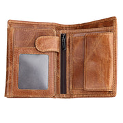 Genuine Cowhide Leather 3-folding Card Holder Wallet RFID Blocking Card Bag Protect Case for Men, Size: 13*10.2*2.5cm(Brown)