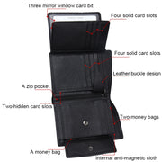 Genuine Cowhide Leather 3-folding Card Holder Wallet RFID Blocking Card Bag Protect Case for Men, Size: 13*10.2*2.5cm(Brown)
