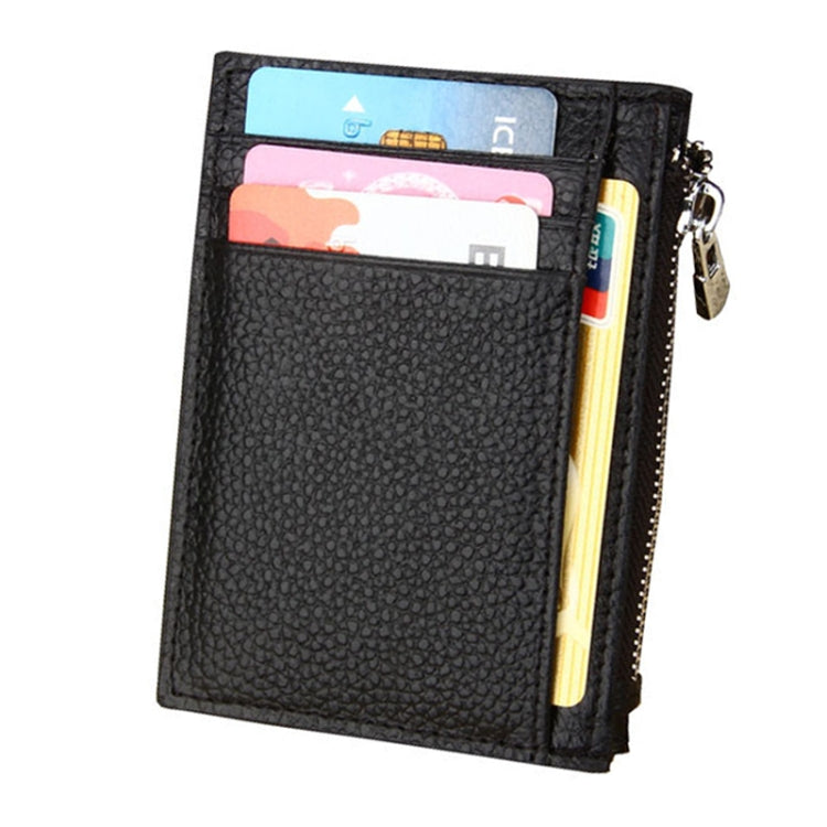 Cowhide Leather Solid Color Zipper Card Holder Wallet RFID Blocking Coin Purse Card Bag Protect Case, Size: 11*8*1.5cm (Black) - Antimagnetic RFID Package by PMC TechLife | Online Shopping South Africa | PMC TechLife | Buy Now Pay Later Mobicred