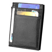 Cowhide Leather Solid Color Zipper Card Holder Wallet RFID Blocking Coin Purse Card Bag Protect Case, Size: 11*8*1.5cm (Black)