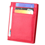 Cowhide Leather Solid Color Zipper Card Holder Wallet RFID Blocking Coin Purse Card Bag Protect Case, Size: 11*8*1.5cm (Magenta)