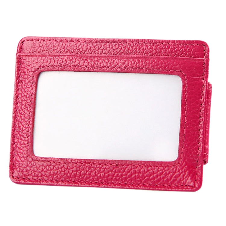 Cowhide Leather Solid Color Card Holder Wallet RFID Blocking Card Bag Protect Case with 3 Card Slots & Photo Frame, Size: 110*77*4mm(Magenta) - Antimagnetic RFID Package by PMC TechLife | Online Shopping South Africa | PMC TechLife | Buy Now Pay Later Mobicred