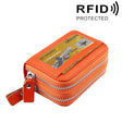 Genuine Cowhide Leather Dual Layer Solid Color Zipper Card Holder Wallet RFID Blocking Coin Purse Card Bag Protective Case with 11 Card Slots & Coin Position, Size: 11*7.5*4.5cm(Orange) - Antimagnetic RFID Package by PMC TechLife | Online Shopping South Africa | PMC TechLife | Buy Now Pay Later Mobicred