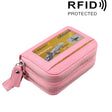 Genuine Cowhide Leather Dual Layer Solid Color Zipper Card Holder Wallet RFID Blocking Coin Purse Card Bag Protective Case with 11 Card Slots & Coin Position, Size: 11*7.5*4.5cm(Pink) - Antimagnetic RFID Package by PMC TechLife | Online Shopping South Africa | PMC TechLife | Buy Now Pay Later Mobicred