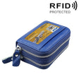 Genuine Cowhide Leather Dual Layer Solid Color Zipper Card Holder Wallet RFID Blocking Coin Purse Card Bag Protective Case with 11 Card Slots & Coin Position, Size: 11*7.5*4.5cm(Blue) - Antimagnetic RFID Package by PMC TechLife | Online Shopping South Africa | PMC TechLife | Buy Now Pay Later Mobicred