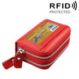 Genuine Cowhide Leather Dual Layer Solid Color Zipper Card Holder Wallet RFID Blocking Coin Purse Card Bag Protective Case with 11 Card Slots & Coin Position, Size: 11*7.5*4.5cm(Red) - Antimagnetic RFID Package by PMC TechLife | Online Shopping South Africa | PMC TechLife | Buy Now Pay Later Mobicred