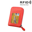Genuine Cowhide Leather Solid Color Zipper Vertical Card Holder Wallet RFID Blocking Card Bag Protect Case with 12 Card Slots, Size: 11.5*7.5cm(Dark Red) - Antimagnetic RFID Package by PMC TechLife | Online Shopping South Africa | PMC TechLife | Buy Now Pay Later Mobicred