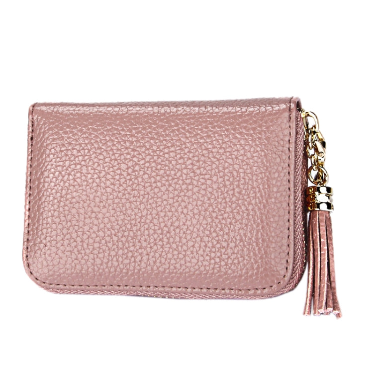 Genuine Cowhide Leather Solid Color Zipper Card Holder Wallet RFID Blocking Card Bag Protect Case Coin Purse with Tassel Pendant & 15 Card Slots for Women, Size: 11.1*7.6*3.5cm - Antimagnetic RFID Package by PMC TechLife | Online Shopping South Africa | PMC TechLife | Buy Now Pay Later Mobicred