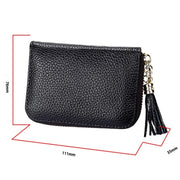 Genuine Cowhide Leather Solid Color Zipper Card Holder Wallet RFID Blocking Card Bag Protect Case Coin Purse with Tassel Pendant & 15 Card Slots for Women, Size: 11.1*7.6*3.5cm(Brown)