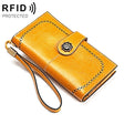 3526 Vintage Oil Wax Texture Large Capacity Long Multi-function Anti-magnetic RFID Wallet Clutch for Ladies (Yellow) - Antimagnetic RFID Package by PMC TechLife | Online Shopping South Africa | PMC TechLife | Buy Now Pay Later Mobicred