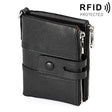 3529 Retro Crazy Horse Texture Double Zipper Anti-magnetic RFID Wallet for Man with Card Slots (Black) - free shipping - PMC TechLife - Order now!