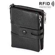 3529 Retro Crazy Horse Texture Double Zipper Anti-magnetic RFID Wallet for Man with Card Slots (Black)