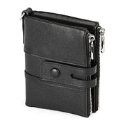 3529 Retro Crazy Horse Texture Double Zipper Anti-magnetic RFID Wallet for Man with Card Slots (Black)