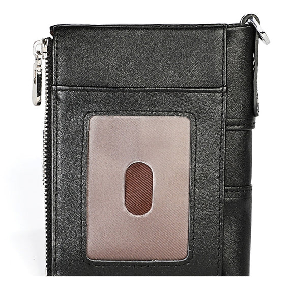 3529 Retro Crazy Horse Texture Double Zipper Anti-magnetic RFID Wallet for Man with Card Slots (Black)