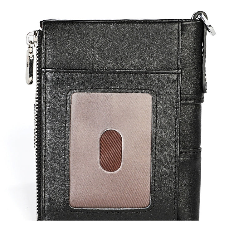 3529 Retro Crazy Horse Texture Double Zipper Anti-magnetic RFID Wallet for Man with Card Slots (Black)