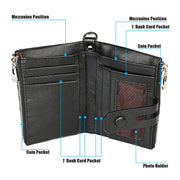 3529 Retro Crazy Horse Texture Double Zipper Anti-magnetic RFID Wallet for Man with Card Slots (Black)