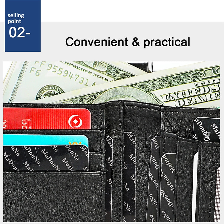 3529 Retro Crazy Horse Texture Double Zipper Anti-magnetic RFID Wallet for Man with Card Slots (Black)