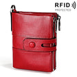 3529 Retro Crazy Horse Texture Double Zipper Anti-magnetic RFID Wallet for Man with Card Slots (Red) - free shipping - PMC TechLife - Order now!