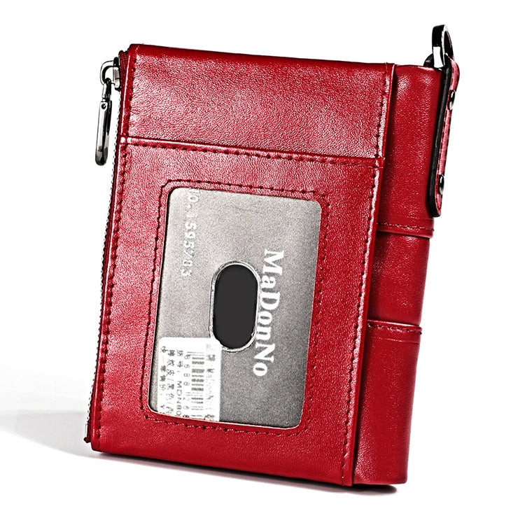 3529 Retro Crazy Horse Texture Double Zipper Anti-magnetic RFID Wallet for Man with Card Slots (Red)