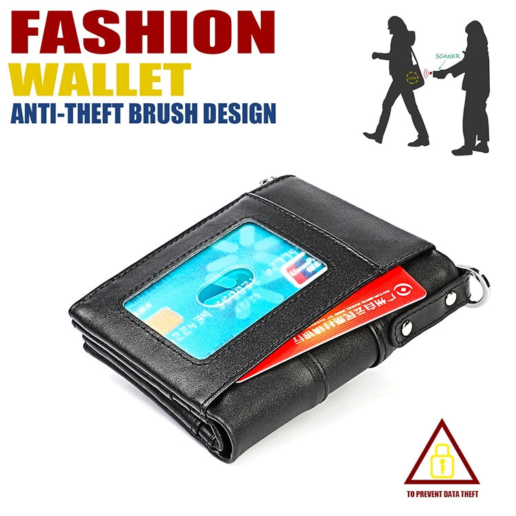 3529 Retro Crazy Horse Texture Double Zipper Anti-magnetic RFID Wallet for Man with Card Slots (Red)