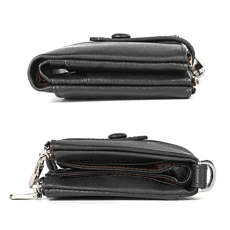 LT3529 Retro Crazy Horse Texture Double Zipper Anti-magnetic RFID Chain Wallet with Card Slots (Red)