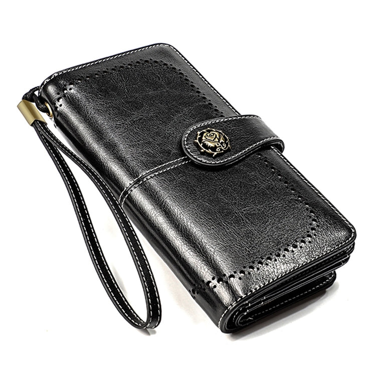 3556 Large Capacity Long Multi-function Anti-magnetic RFID Wallet Clutch for Ladies with Card Slots (Black)