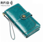 3556 Large Capacity Long Multi-function Anti-magnetic RFID Wallet Clutch for Ladies with Card Slots (Blue)