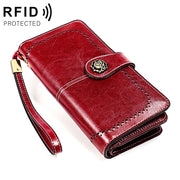 3556 Large Capacity Long Multi-function Anti-magnetic RFID Wallet Clutch for Ladies with Card Slots (Red)