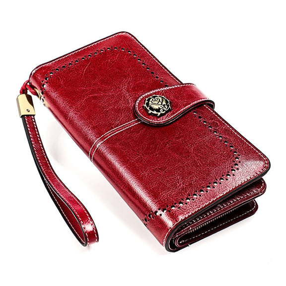 3556 Large Capacity Long Multi-function Anti-magnetic RFID Wallet Clutch for Ladies with Card Slots (Red)