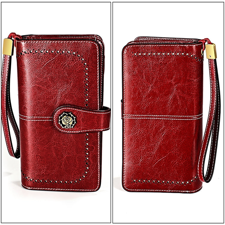 3556 Large Capacity Long Multi-function Anti-magnetic RFID Wallet Clutch for Ladies with Card Slots (Red)