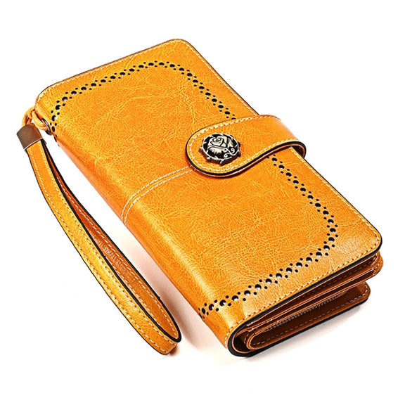 3556 Large Capacity Long Multi-function Anti-magnetic RFID Wallet Clutch for Ladies with Card Slots (Yellow)