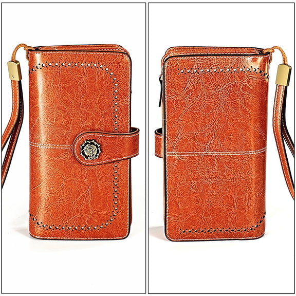 3556 Large Capacity Long Multi-function Anti-magnetic RFID Wallet Clutch for Ladies with Card Slots (Brown)