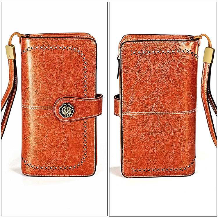 3556 Large Capacity Long Multi-function Anti-magnetic RFID Wallet Clutch for Ladies with Card Slots (Brown)