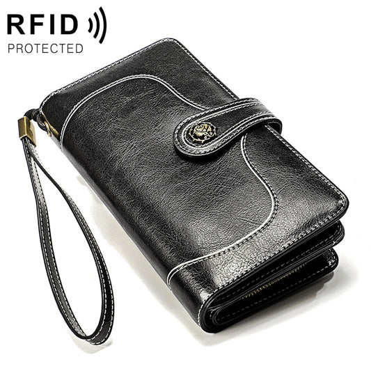3555 Large Capacity Long Multi-function Anti-magnetic RFID Wallet Clutch for Ladies with Card Slots (Black) - free shipping - PMC Jewellery - Order now!