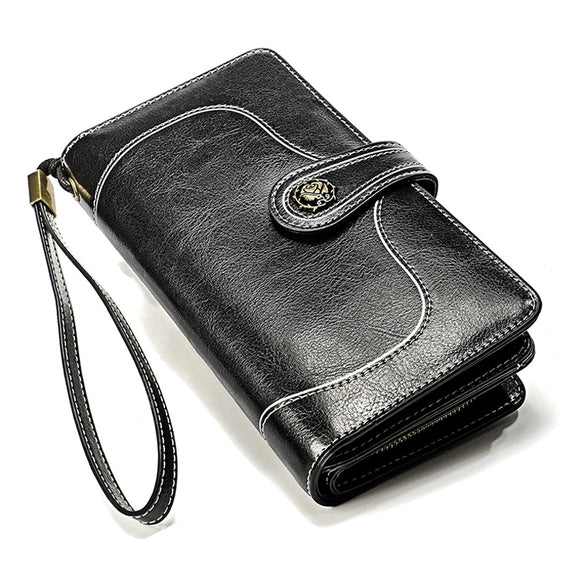 3555 Large Capacity Long Multi-function Anti-magnetic RFID Wallet Clutch for Ladies with Card Slots (Black)