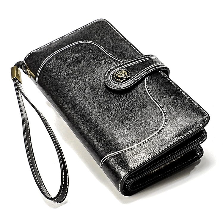 3555 Large Capacity Long Multi-function Anti-magnetic RFID Wallet Clutch for Ladies with Card Slots (Black)