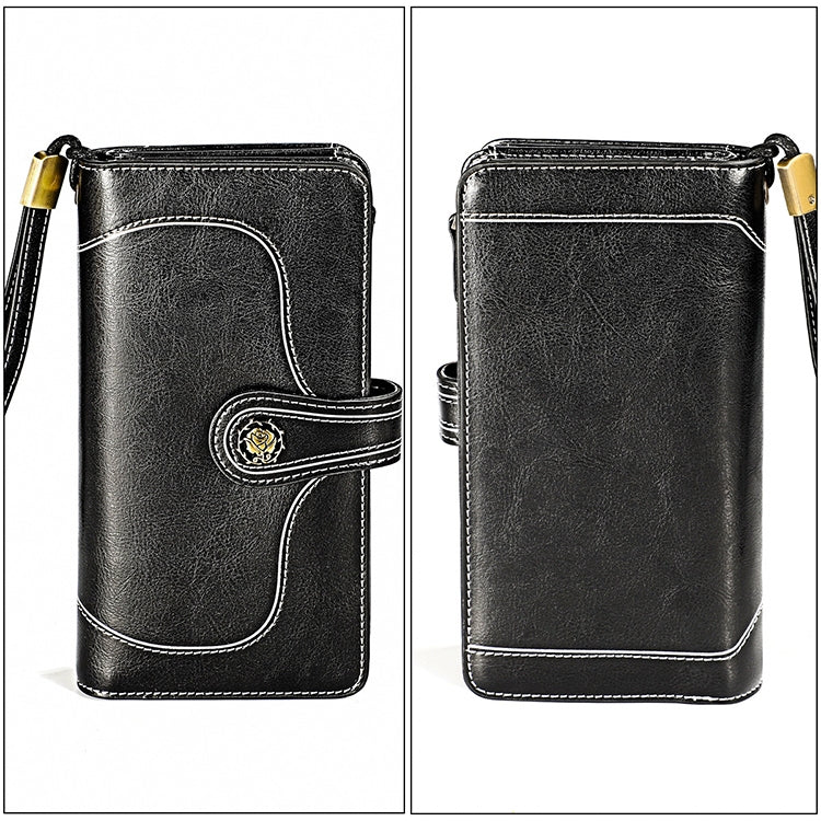3555 Large Capacity Long Multi-function Anti-magnetic RFID Wallet Clutch for Ladies with Card Slots (Black)