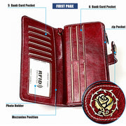 3555 Large Capacity Long Multi-function Anti-magnetic RFID Wallet Clutch for Ladies with Card Slots (Black)