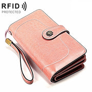 3555 Large Capacity Long Multi-function Anti-magnetic RFID Wallet Clutch for Ladies with Card Slots (Pink)