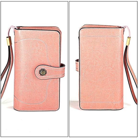 3555 Large Capacity Long Multi-function Anti-magnetic RFID Wallet Clutch for Ladies with Card Slots (Pink)