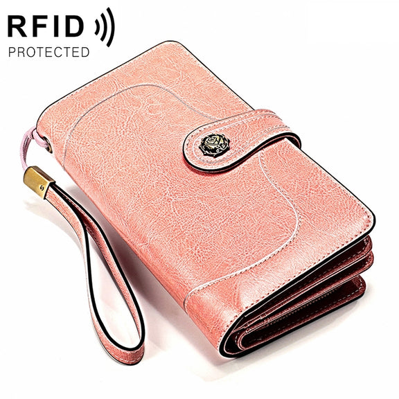3555 Large Capacity Long Multi-function Anti-magnetic RFID Wallet Clutch for Ladies with Card Slots (Pink)