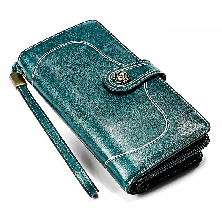 3555 Large Capacity Long Multi-function Anti-magnetic RFID Wallet Clutch for Ladies with Card Slots (Blue)