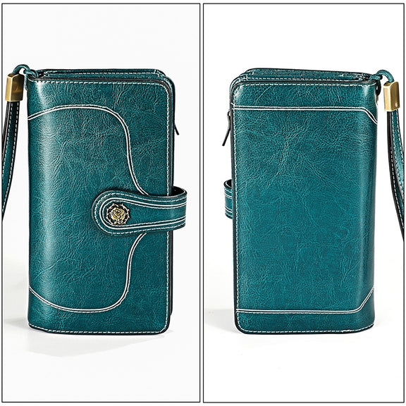3555 Large Capacity Long Multi-function Anti-magnetic RFID Wallet Clutch for Ladies with Card Slots (Blue)