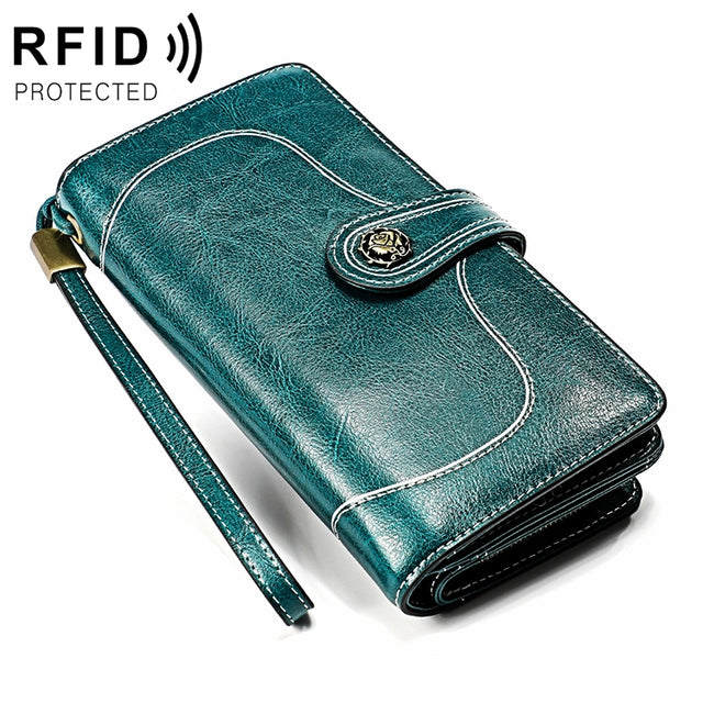 3555 Large Capacity Long Multi-function Anti-magnetic RFID Wallet Clutch for Ladies with Card Slots (Blue)